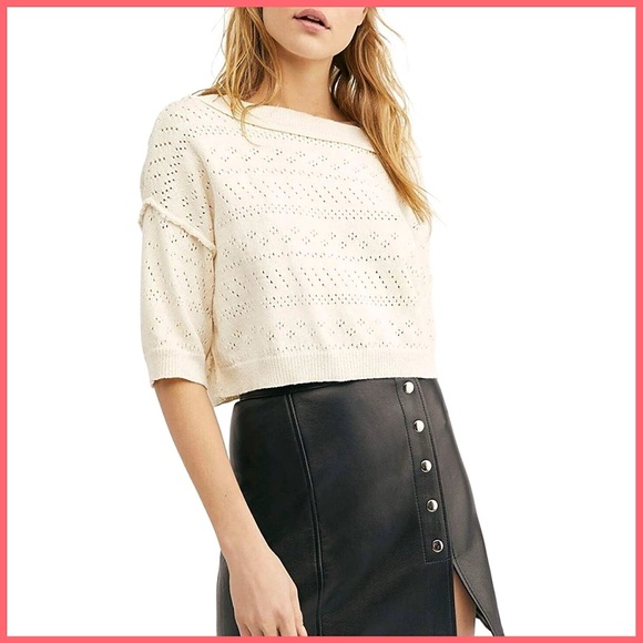 Free People Off White Crop Top Sweater - Picture 1 of 14